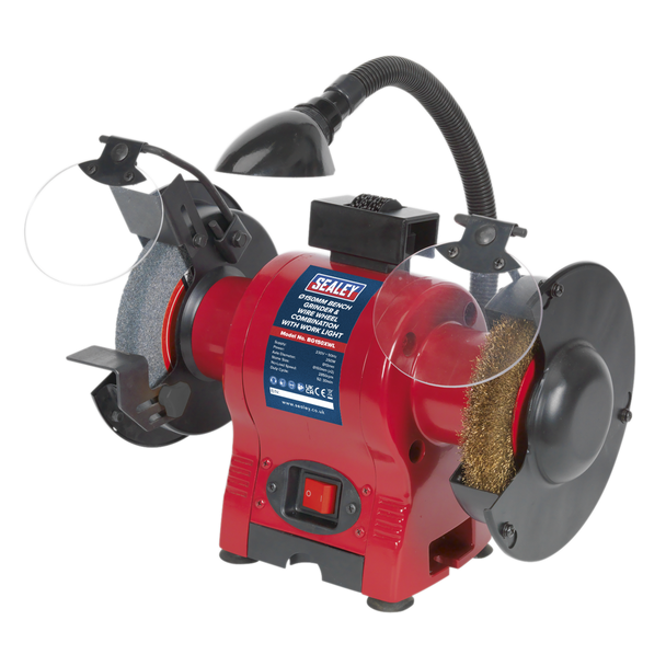 Sealey BG150XWL | 150mm Bench Grinder & Wire Wheel Combination with Worklight 250W/230V