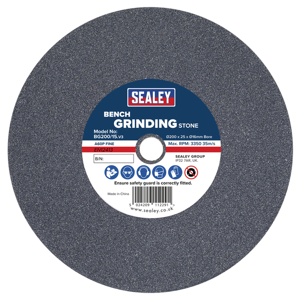 Sealey BG200/15 | 200 x 25mm Grinding Stone 16mm Bore - A60P Fine