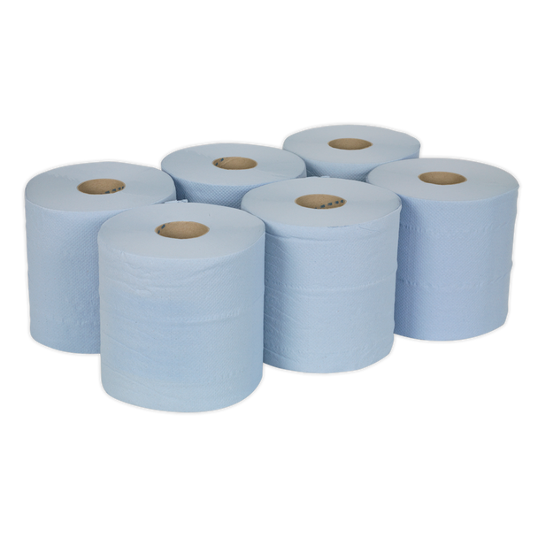 Sealey BLU150 | 2-Ply Embossed Blue Paper Roll 150m - Pack of 6