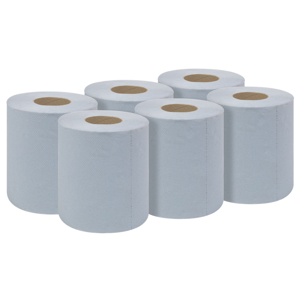 Sealey BLU60 | 2-Ply Embossed Blue Paper Roll 60m - Pack of 6