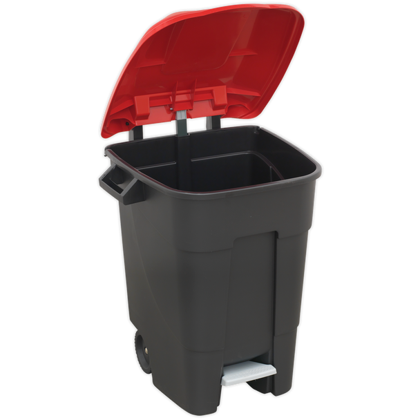 Sealey BM100PR | Refuse/Wheelie Bin with Foot Pedal 100L - Red