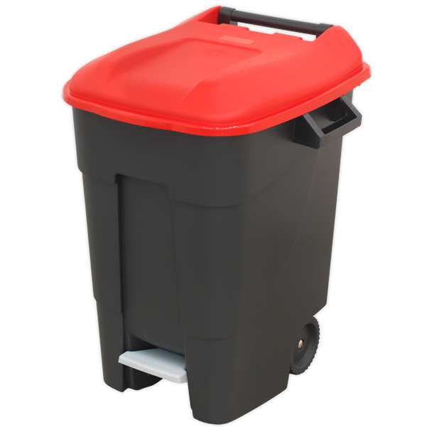 Sealey BM100PR | Refuse/Wheelie Bin with Foot Pedal 100L - Red