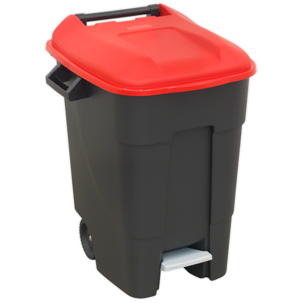 Sealey BM100PR | Refuse/Wheelie Bin with Foot Pedal 100L - Red