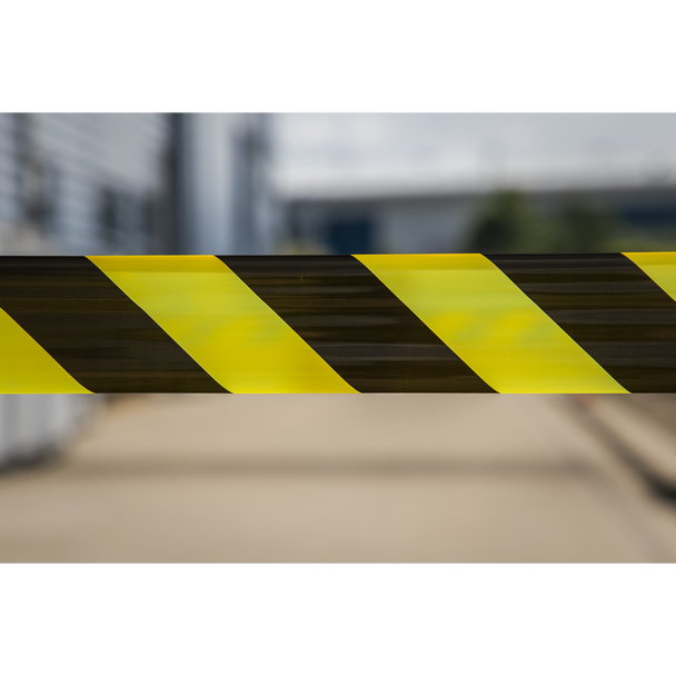Sealey BTBY ⏐ Non-Adhesive Hazard Warning Barrier Tape 80mm x 100m - Black/Yellow