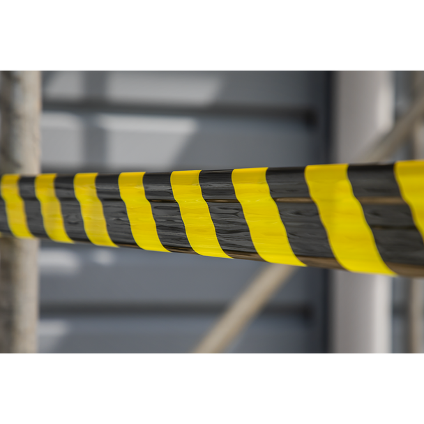 Sealey BTBY ⏐ Non-Adhesive Hazard Warning Barrier Tape 80mm x 100m - Black/Yellow