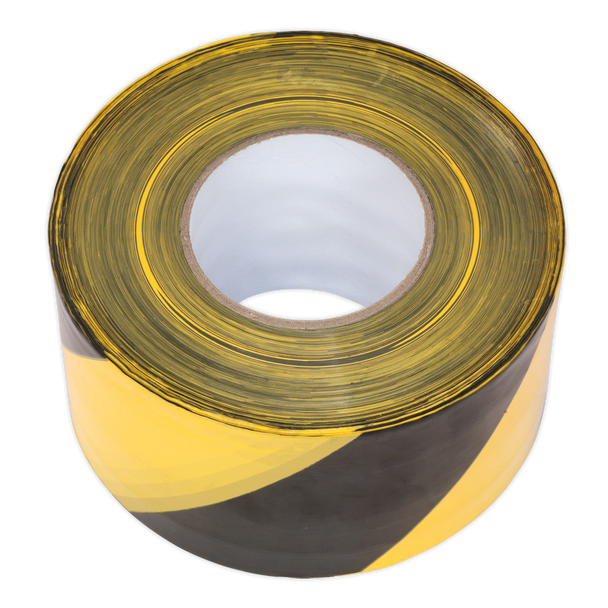 Sealey BTBY ⏐ Non-Adhesive Hazard Warning Barrier Tape 80mm x 100m - Black/Yellow