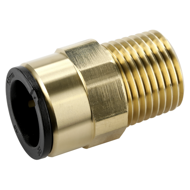 Sealey CAS15BSA │ John Guest® Brass Straight Adaptor 15mm x 1/2"BSPT