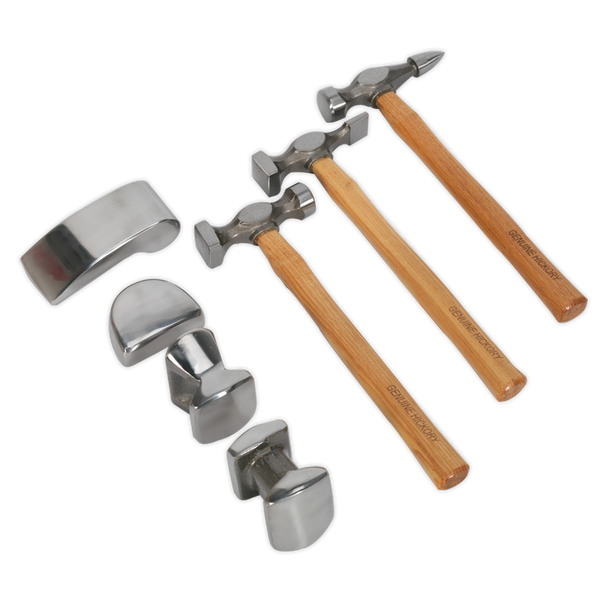 Sealey CB507 │ Drop-Forged Panel Beating Set with Hickory Shafts 7pc