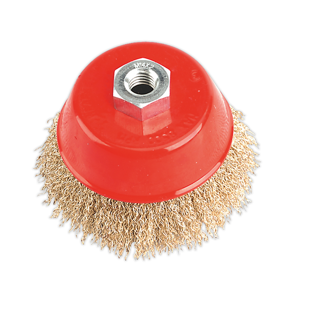 Sealey CBC100 │ 100mm Brassed Steel Crimped Wire Cup Brush M14 x 2mm