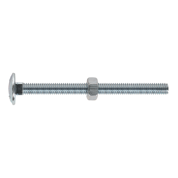 Sealey CBN675 │ Zinc Plated Coach Bolt & Nut M6 x 75mm, DIN 603 - Pack of 100