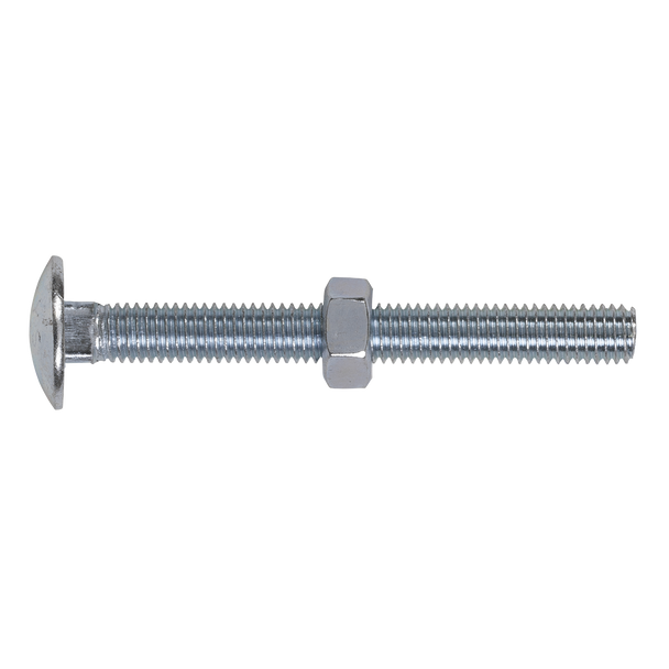Sealey CBN875 │ Zinc Plated Coach Bolt & Nut M8 x 75mm, DIN 603 - Pack of 50