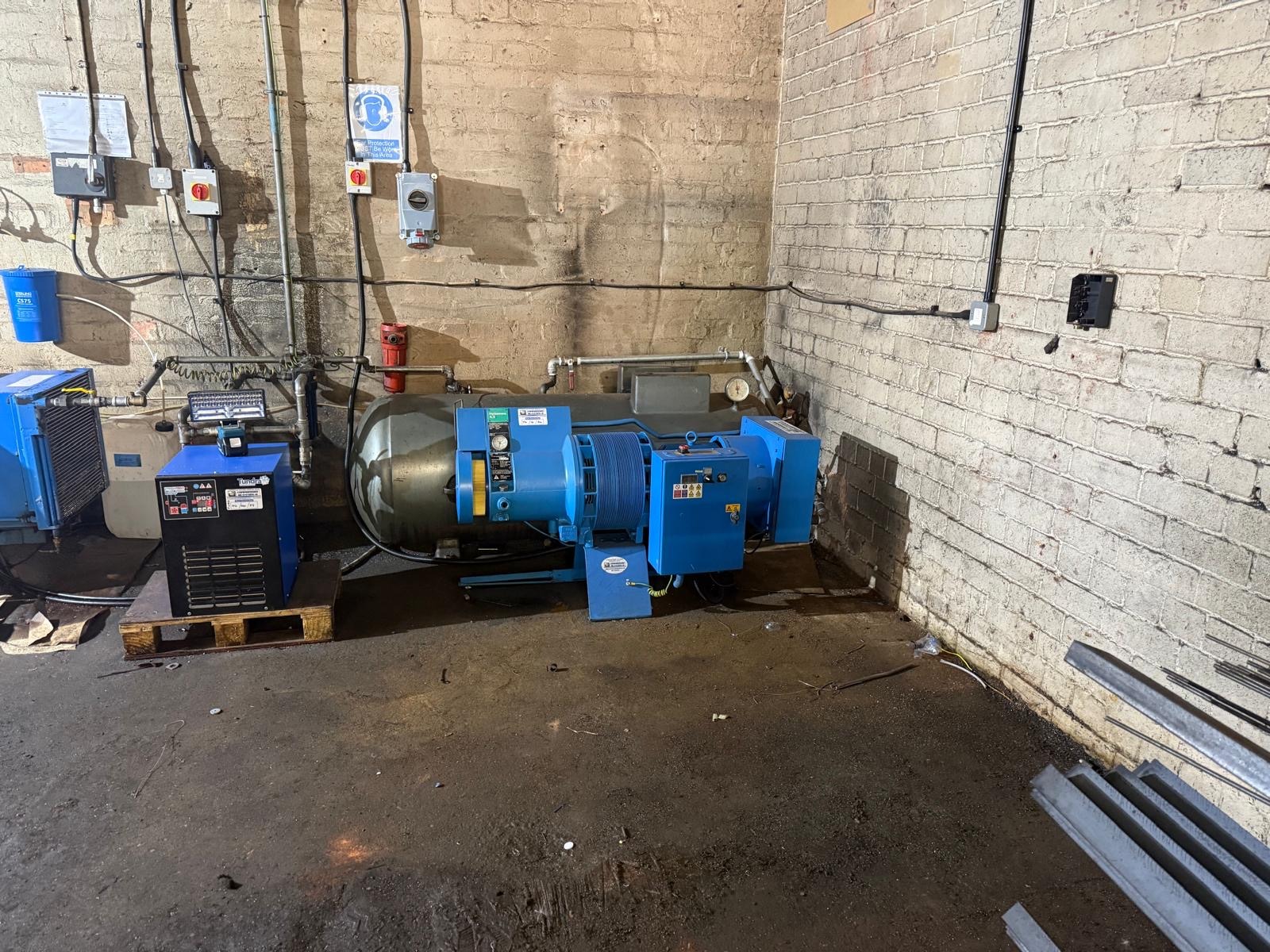 Existing Hydrovane compressed air equipment at Arcadian Products before the upgrade