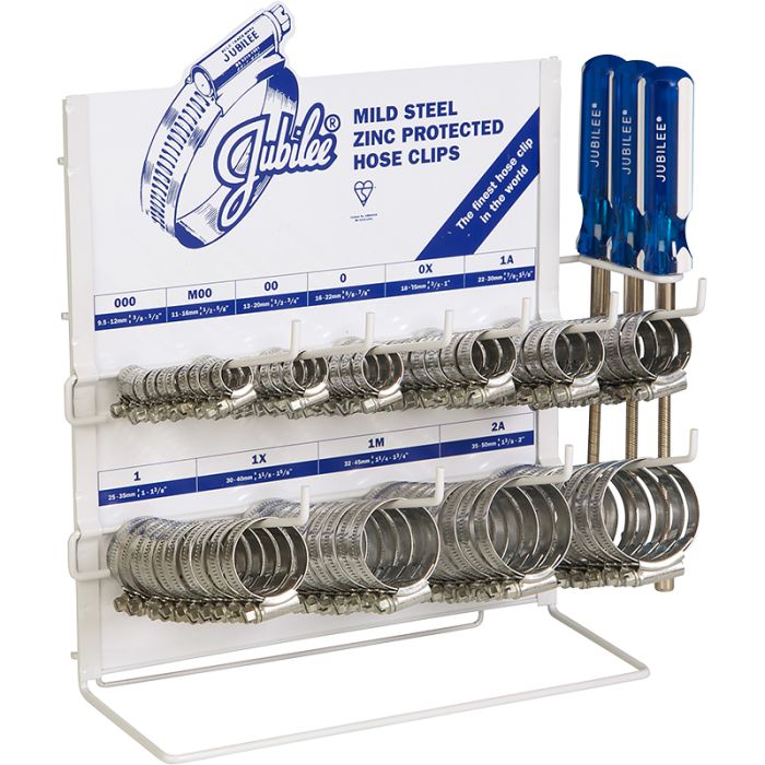 PCL CD100 | Jubilee Clip Dispenser 100 Clips & 3 Flexidrivers (Mild Steel Zinc Plated)