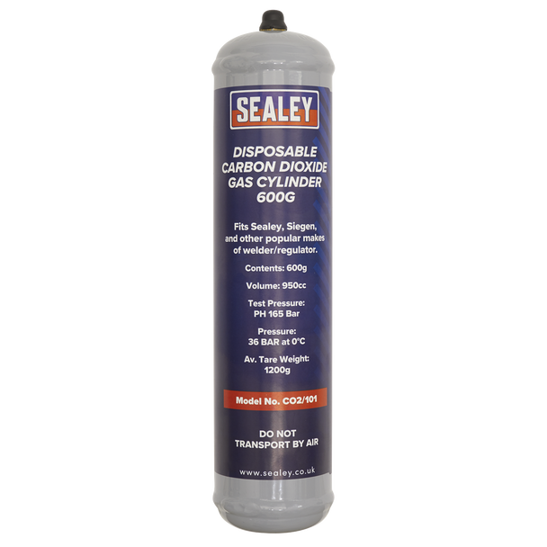 Sealey CO2/101 │ Disposable Carbon Dioxide Gas Cylinder 600g