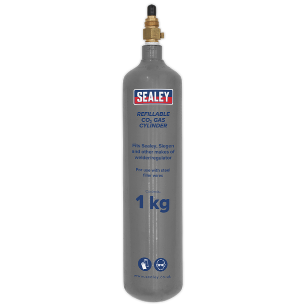 Sealey CO2/1KG │ Refillable Carbon Dioxide Gas Cylinder 1kg
