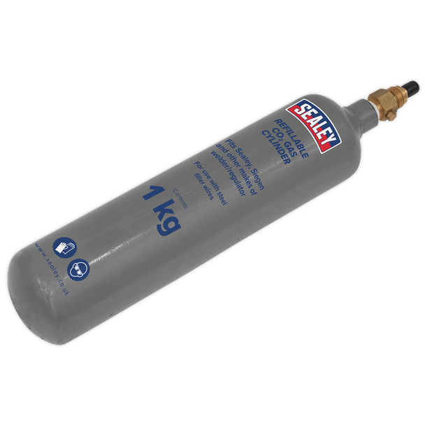 Sealey CO2/1KG │ Refillable Carbon Dioxide Gas Cylinder 1kg