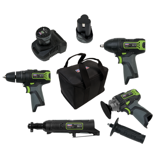 Sealey CP108VCOMBO1 │ 4 x SV10.8 Series Cordless Power Tool Kit 10.8V - 2 Batteries