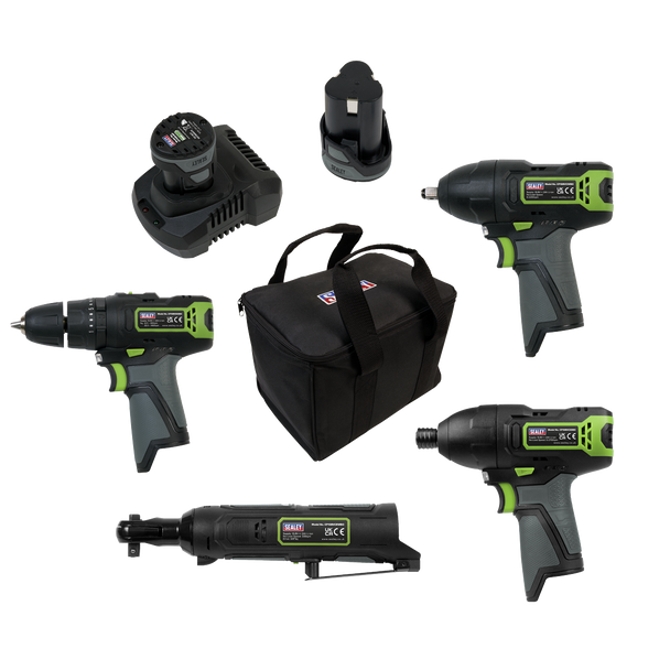 Sealey CP108VCOMBO2 │ 4 x SV10.8 Series Cordless Power Tool Kit 10.8V - 2 Batteries