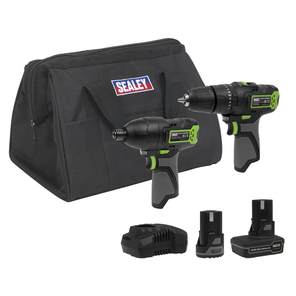 Sealey CP108VCOMBO3EU │ 2 x SV10.8 Series Power Tool Kit 10.8V - 2 Batteries & Euro Plug