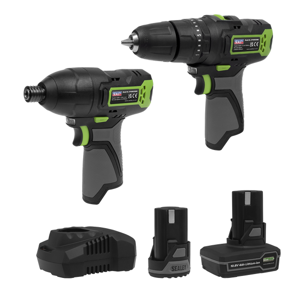 Sealey CP108VCOMBO3EU │ 2 x SV10.8 Series Power Tool Kit 10.8V - 2 Batteries & Euro Plug