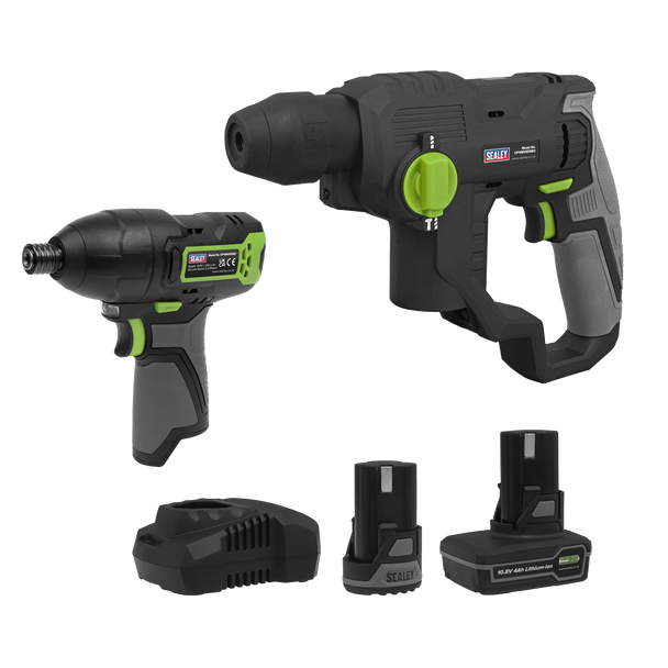Sealey CP108VCOMBO4EU │ 2 x SV10.8 Series Cordless Power Tool Kit 10.8V - 2 Batteries & Euro Plug
