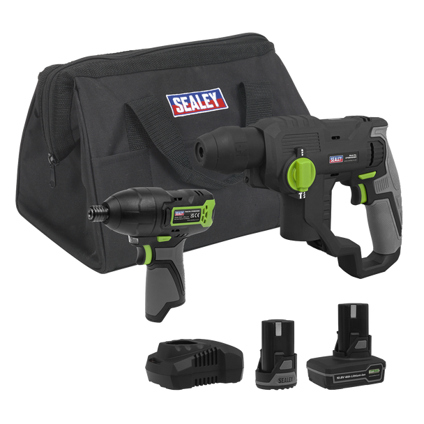 Sealey CP108VCOMBO4 │ 2 x SV10.8 Series Cordless Power Tool Kit 10.8V - 2 Batteries
