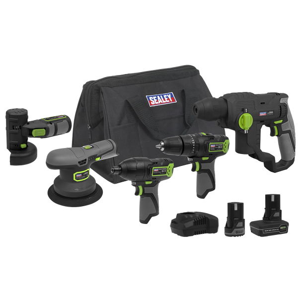Sealey CP108VCOMBO7EU │ 5 x SV10.8 Series Cordless Power Kit 10.8V - 2 Batteries & Euro Plug