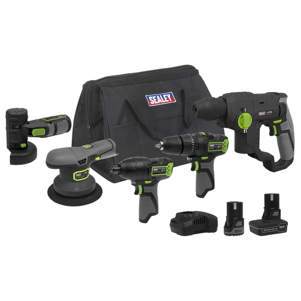 Sealey CP108VCOMBO7 │ 5 x SV10.8 Series Cordless Power Tool Kit 10.8V - 2 Batteries