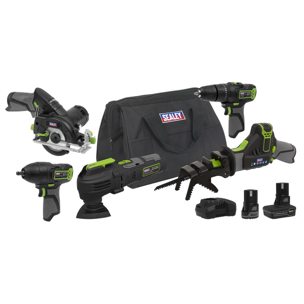 Sealey CP108VCOMBO8EU │ 5 x SV10.8 Series Cordless Power Kit 10.8V - 2 Batteries & Euro Plug