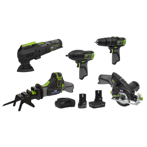Sealey CP108VCOMBO8 │ 5 x SV10.8 Series Cordless Power Tool Kit 10.8V - 2 Batteries