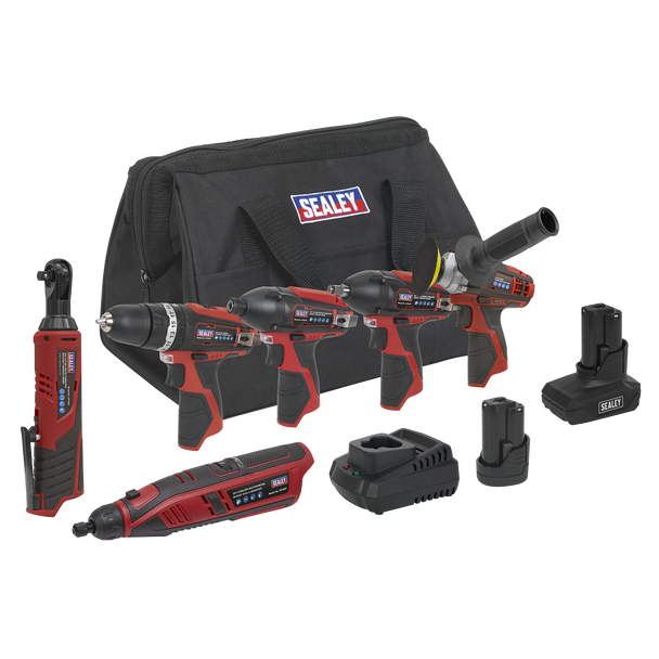 Sealey CP1200COMBO2 │ 6 x SV12 Series Cordless Power Tool Kit 12V - 2 Batteries