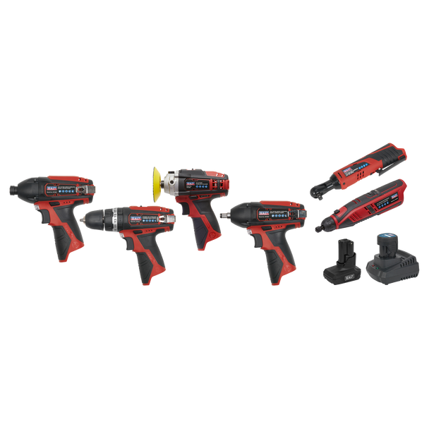 Sealey CP1200COMBO2 │ 6 x SV12 Series Cordless Power Tool Kit 12V - 2 Batteries