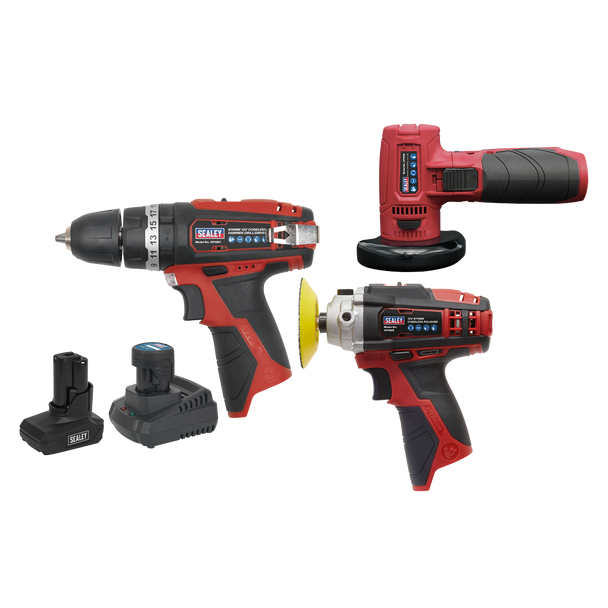 Sealey CP1200COMBO7 │  3 x SV12 Series Cordless Power Tool Kit 12V - 2 Batteries