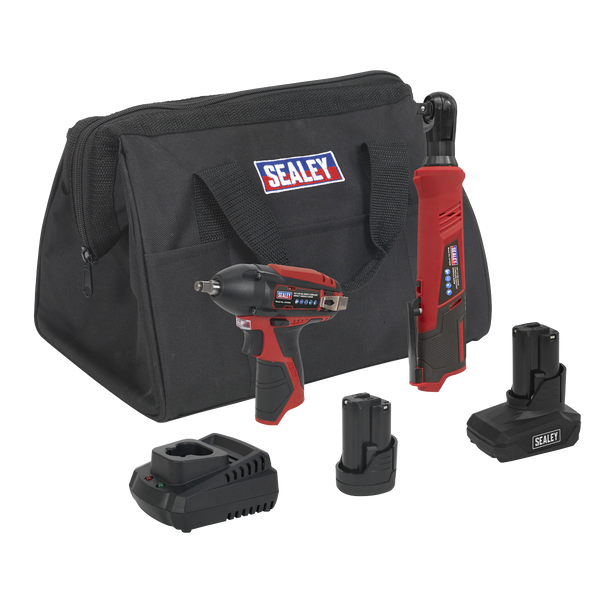 Sealey CP1200COMBO8 │ 2 x SV12 Series Cordless Power Tool Kit 12V - 2 Batteries