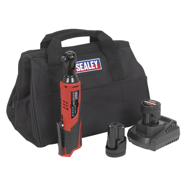 Sealey CP1202KIT │ SV12 Series 3/8"Sq Drive Cordless Ratchet Wrench Kit 12V 2Ah - 2 Batteries