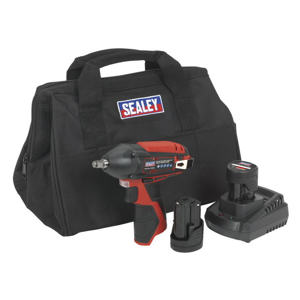 Sealey CP1204KIT │ SV12 Series 3/8"Sq Drive Cordless Impact Wrench Kit 12V 2Ah - 2 Batteries