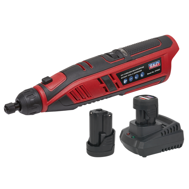 Sealey CP1207KIT │ SV12 Series Cordless Multipurpose Rotary Tool & Engraver Kit 49pc 12V 2Ah - 2 Batteries