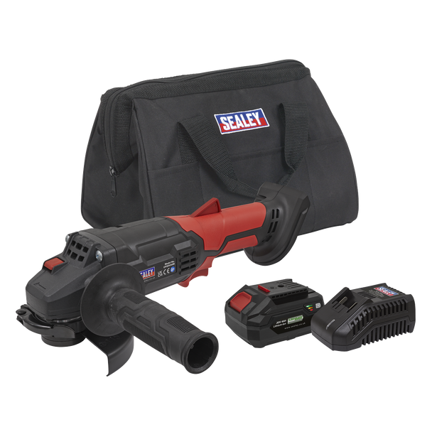 Sealey CP20VAGBKIT1 │	 SV20 Series 115mm Cordless Angle Grinder Kit 20V 4Ah