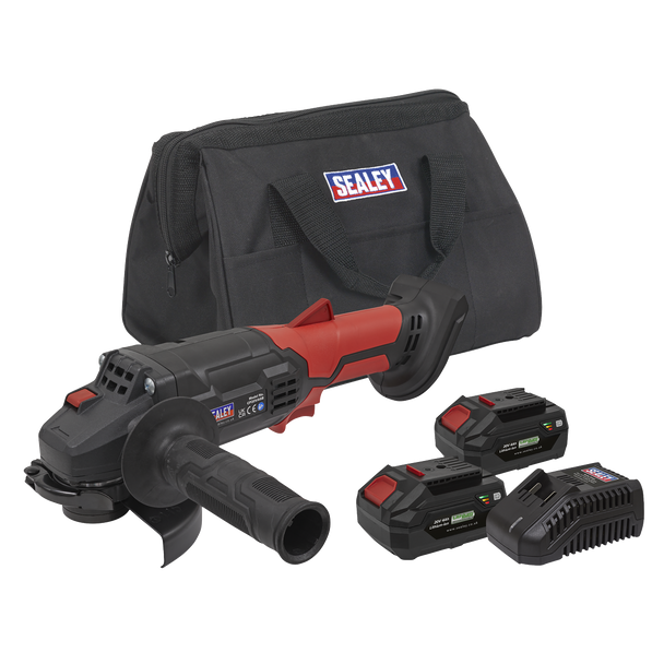 Sealey CP20VAGBKIT │ SV20 Series 115mm Cordless Angle Grinder Kit 20V 4Ah - 2 Batteries