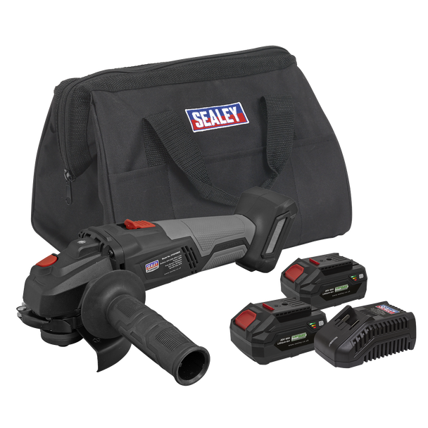 Sealey CP20VAGXKIT │ Premier SV20 Series 115mm Brushless Cordless Angle Grinder Kit 20V 4Ah - 2 Batteries
