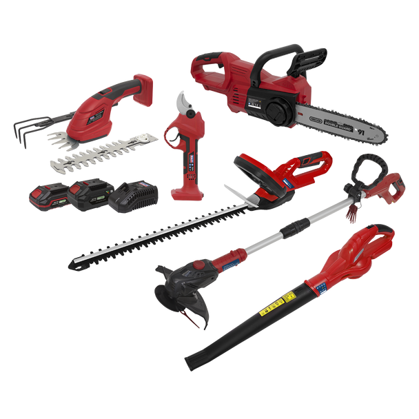 Sealey CP20VCOMBO15 │ 6 x SV20 Series Cordless Garden Power Tool Kit 20V - 2 Batteries