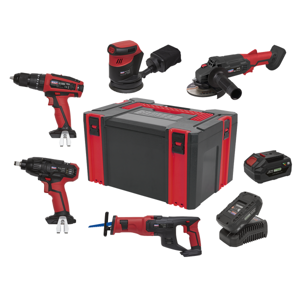 Sealey CP20VCOMBO2 │ 5 x SV20 Series Cordless Power Tool Kit 20V - 2 Batteries