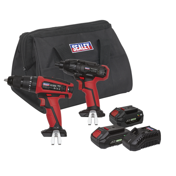 Sealey CP20VDDCOMBO │ 2 x SV20 Series Cordless Power Tool Kit 20V - 2 Batteries