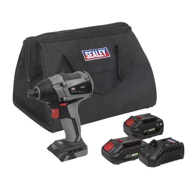 Sealey CP20VIDXKIT │ Premier SV20 Series 1/4"Hex Brushless Cordless Impact Driver Kit 20V - 2 Batteries
