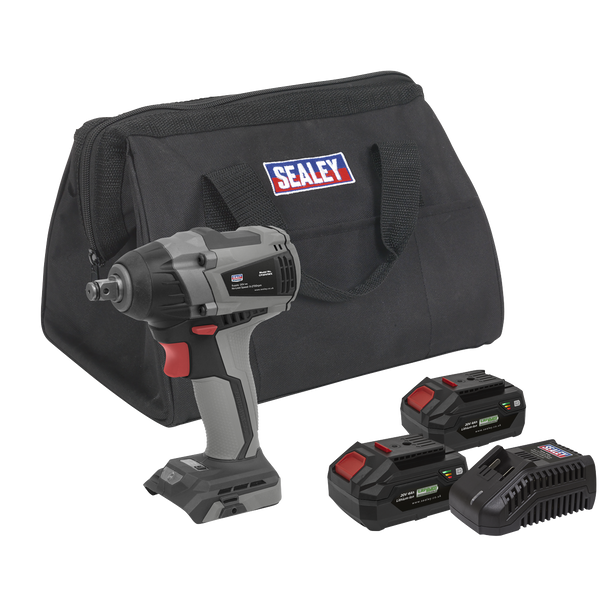 Sealey CP20VIWXKIT │ Premier SV20 Series 1/2"Sq Drive Brushless Cordless Impact Wrench Kit 20V 4Ah - 2 Batteries