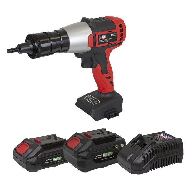 Sealey CP20VNRKIT │ SV20 Series Brushless Cordless Nut Riveter 20V - 2 Batteries
