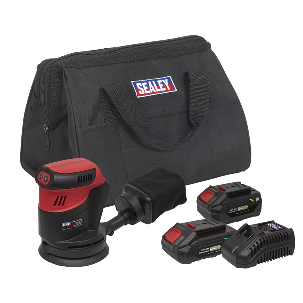 Sealey CP20VOSKIT │ SV20 Series 125mm Cordless Orbital Palm Sander Kit 20V - 2 Batteries