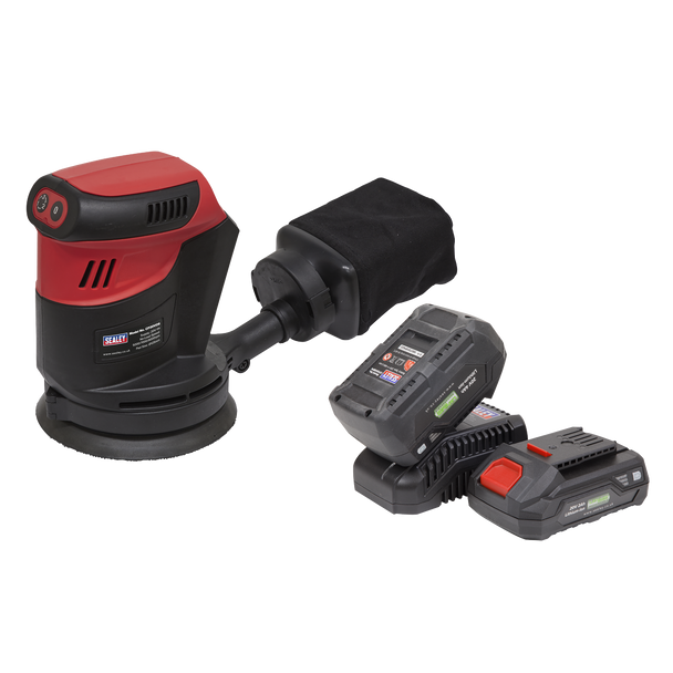 Sealey CP20VOSKIT │ SV20 Series 125mm Cordless Orbital Palm Sander Kit 20V - 2 Batteries
