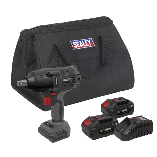Sealey CP20VPIWKIT │ Premier SV20 Series 1/2"Sq Drive Brushless Cordless Impact Wrench Kit 20V 4Ah - 2 Batteries