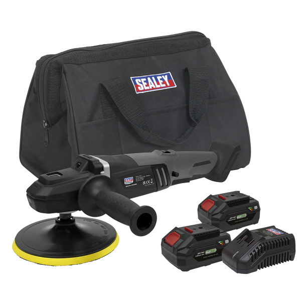 Sealey CP20VRPXKIT │ Premier SV20 Series 180mm Brushless Cordless Rotary Polisher 20V 4Ah - 2 Batteries